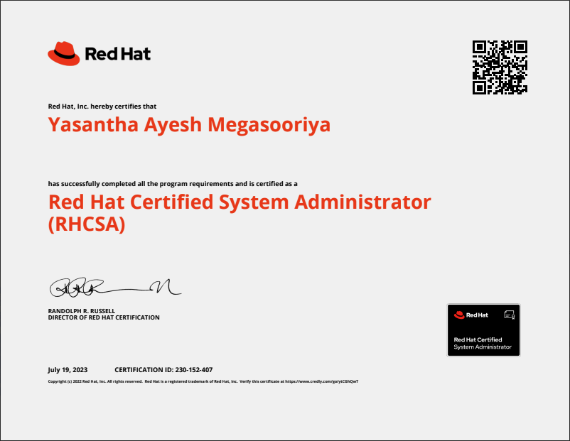 RHCSA Certificate